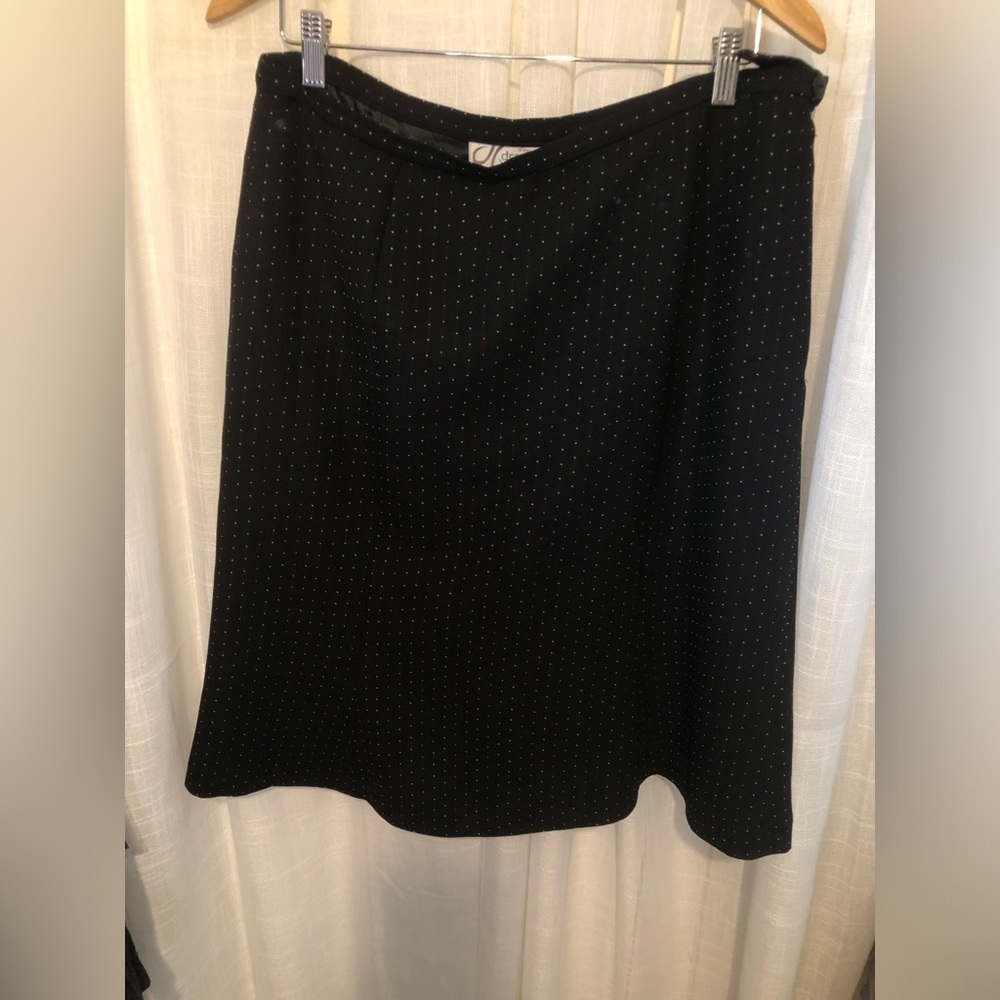 Dressbarn Black A-Line Skirt with Re and White Dots - Picture 4 of 8